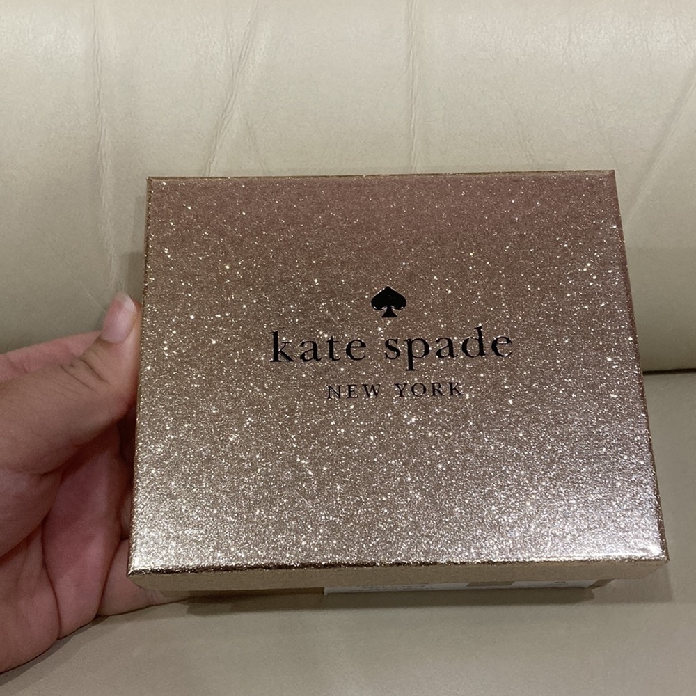 NWT Kate Spade Gold Sparkle Glitter Glimmer Boxed Small Slim Card Holder Wallet - Picture 13 of 15